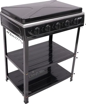 Image de Cuisinière à gaz naturel, 5 brûleurs, design portable, noir