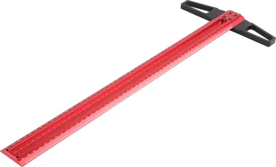 Imagen del producto de Regla de carpintería de tipo T para marcar y posicionar agujeros, con indicador de profundidad, fabricada en aleación de aluminio. Herramienta de medición para carpinteros (500 mm)