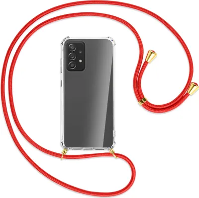 Produktbild von Handykette Backcover-Schutzhülle mit Band (Metall goldfarben) für Samsung Galaxy A72 - rot