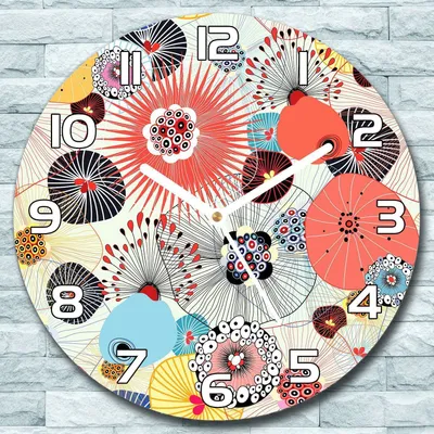Produktbild von Wanduhr aus Glas Rund fi 30 Bunte Abstraktion Quarz Deko Schlafzimmer Büro