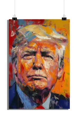 Produktbild von Donald Trump Poster - US Präsident Poster - Politik Poster - Porträt Malerei Poster - 61x91cm - Perfekt zum Einrahmen