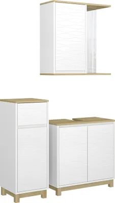 Produktbild von Badmöbel-Set Vicco Livia Weiß/Eiche 3 Teile, mit Midischrank, Model 51806