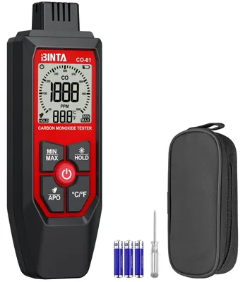 Produktbild von Kohlenmonoxidmelder Kohlenmonoxid-Warnmelder Gasmelder - 0 bis 1000 PPM - Mit LCD-Display - Schwarz - Für Zuhause, Garage und Camping