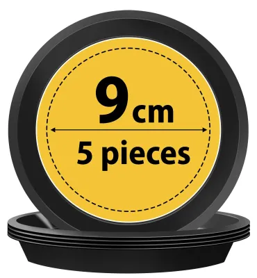 Immagine prodotto di Set di 5 sottovasi in plastica rotondi – Vasi riutilizzabili per piante, diametro 12 cm, colore nero