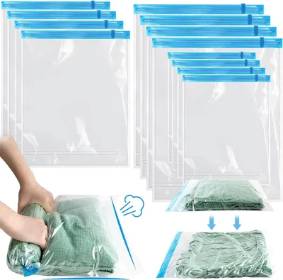 Produktbild von Vakuumierbeutel 12 Stück, Wasserdicht, Wiederverwendbar, Doppelter Reißverschluss, Für Kleidung