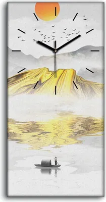 Produktbild von Dekor Leinwand Uhr Wandbilder 30x60 Malerei Abstrakte Asiatische See Berge Boots - schwarze Hände