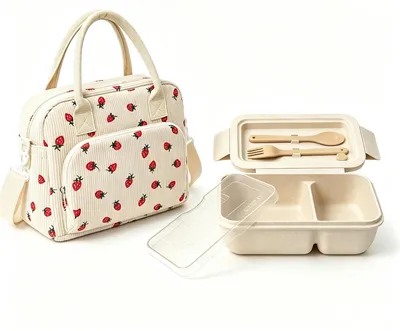 Produktbild von Omgoods – Isolierte Lunchtasche mit Lunchbox und Besteck für Damen