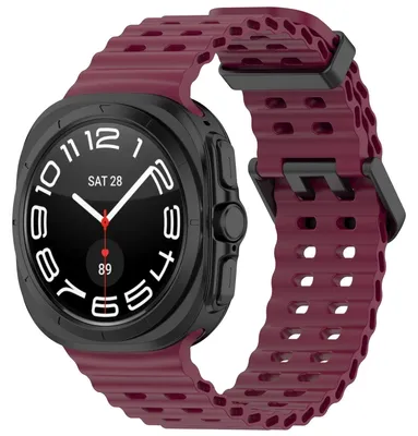 Image de Pour Samsung Galaxy Watch Ultra 47 mm, bracelet de remplacement en silicone à double boucle, couleur bordeaux