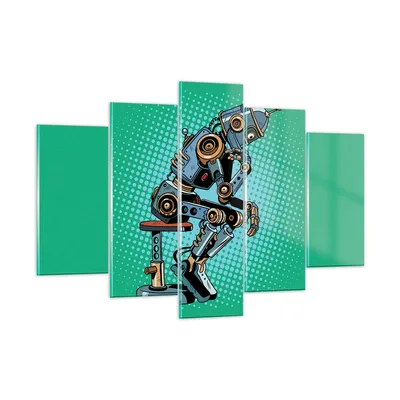 Produktbild von Bilder auf glas - Roboter Illustration Karikatur Comic - 150x100cm - Glasbilder - Wandbilder - Kunstdruck - Wanddekoration aus Glas - Glas Bilder - Wandbild auf Glas - GEA150x100-3194