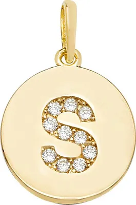 Produktbild von Atemberaubender 9 Karat (375) Gold Buchstaben / Initiale Damen - Anhänger mit Zirkonia - 18mm*12mm; TRS35326LTS