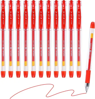 Productafbeelding van Gel pen medium point 0,7 mm - Set van 24 - 24 pack sneldrogende gladde rode gel ink rollerball pen - Stijl 5