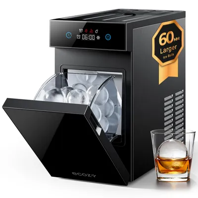 Produktbild von ecozy Eiswürfelmaschine für klare Eiskugeln Ø 60 mm, extragroß, kristallklar Selbstreinigung, LED-Touchdisplay, 1 Eiskugel in 40 Minuten