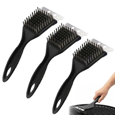Productafbeelding van Set van 3 grillreinigingsborstels met draadborstels en schrapers