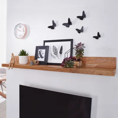Produktbild von Wandregal - Massivholz Akazie - 160 cm - Landhausstil Wandregal - Natürliches Produkt