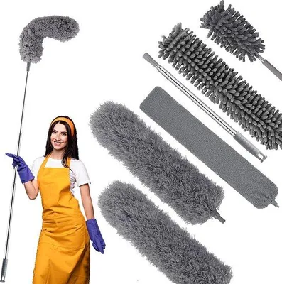 Image de Kit d'aspirateur télescopique, lavable, 245 cm, microfibre, pour les toiles d'araignée au plafond
