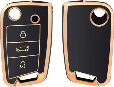 Image de Dutch Shield - Housse en TPU pour clés de voiture Volkswagen / Skoda / Seat / Cupra - Housse de protection pour clés Cover B3 Gold, Noir