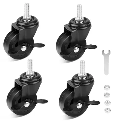 Produktbild von Bockrollen 50 mm, 4er Pack, M8 drehbar, Bis 50 kg, Für Möbel und Transport