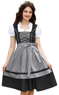Produktbild von YesFashion Damen midi 2tlg.Trachtenkleid fš¹r inkl. Dirndl Kleid,Dirndlschš¹rze Schwarz 36