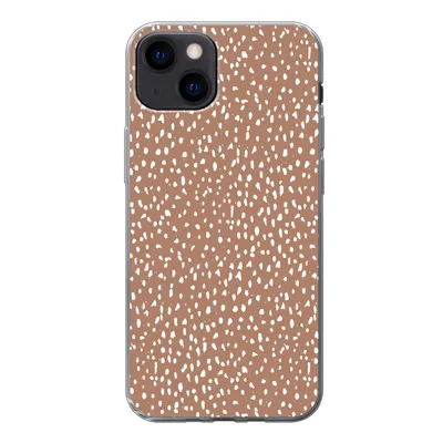 Produktbild von MuchoWow® Handyhülle Schutzhülle Hülle für iPhone 13 Polka dots - Weiß - Braun Silikon Softcase Handy Hülle - Karteninhaber