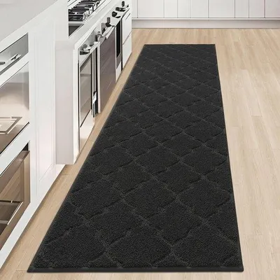 Image de Tapis de cuisine antidérapant noir, 50 x 200 cm, lavable