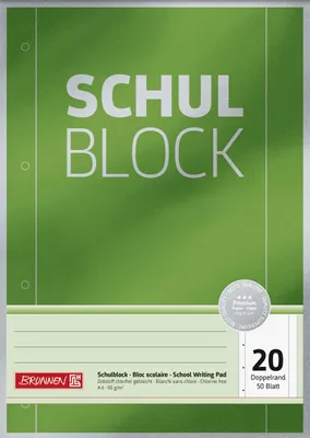 Produktbild von BRUNNEN 1052630 Schulblock Premium A4 unliniert, mit Doppelrand