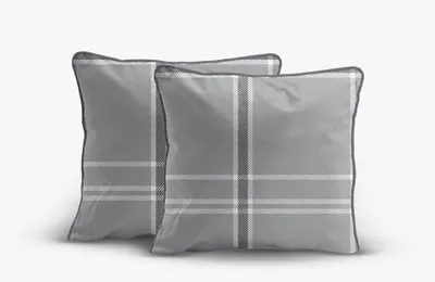 Obrázok produktu pre Obal na vankúš, sada 2 ks, perkál, s elegantným lemovaním 5240a, sivá kockovaná