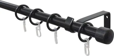 Image de Kit de tringle à rideaux 130-240 cm – Kit complet avec supports, anneaux et crochets, couleur noire