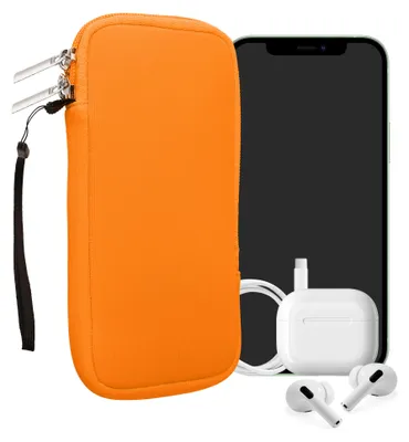 Produktbild von kwmobile Neopren Handytasche für Smartphones XXL - 7" - Handy Tasche mit Reißverschluss - Handyhülle universal Neon Orange