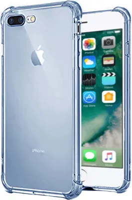Image de Smartphonica iPhone
  7/8 Plus Housse transparente en silicone antichoc avec bumper - Bleu