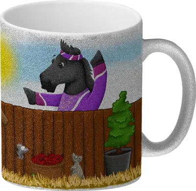 Produktbild von Glitzer-Glitzer-Kaffeebecher mit schwarzes Pferd Motiv