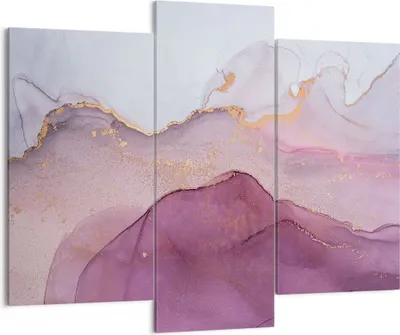Produktbild von Bild auf Leinwand - Leinwandbild - 3 Teile - Marmor Pink Violett - 130x100cm - Wand Bild - Wanddeko - Wandbilder - Leinwanddruck - Bilder - Wanddekoration - Leinwand bilder - Wandbild - CB130x100-4668