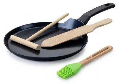 Zdjęcie produktu dla Zestaw do naleśników z patelnią, FACKELMANN BRANDAO, Ø 26 cm, 3-częściowy, powłoka nieprzywierająca, do kuchenek indukcyjnych
