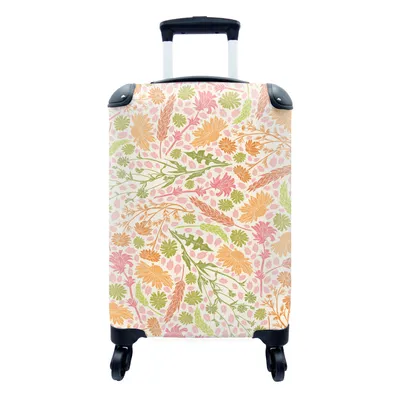 Produktbild von MuchoWow® Koffer Handgepäck Trolley Rollkoffer Kleine Reisekoffer mit 4 Rollen - Design - Blumen - Rosa - Cabin Size < 55x40x23 cm & 55x40x20 cm - Fotokoffer - Kabinenkoffer - Boardgepäck - Reise-Box - Reisekoffer - Reisegepäck - Koffer mit Bild - Trolley für Kinder