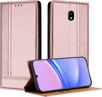 Produktbild von Handyhülle für Samsung Galaxy J3 2017 Leder Flip Klappbare Schutzhülle mit Standfunktion Pink