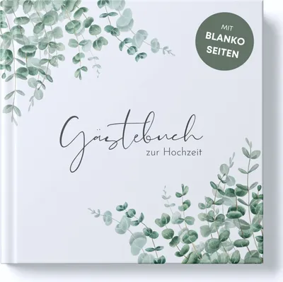 Produktbild von MAVANTO Gästebuch Hochzeit mit Blanko Seiten - Hochwertiges Hochzeitsgästebuch für unvergessliche Erinnerungen (44 Doppelseiten, Eukalyptus)