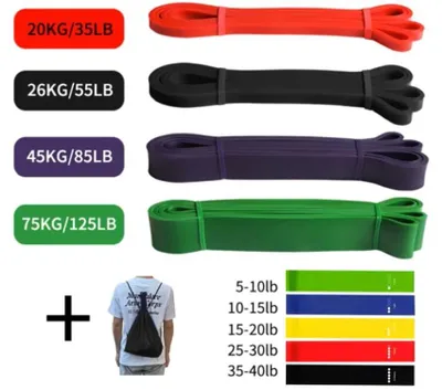 Immagine prodotto di Set da 10 elastici per fitness + elastici ad anello per yoga, pilates e allenamento della forza