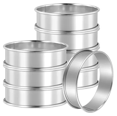 Produktbild von Crumpet Ringe 8 cm - Backringe 8 Stück - Edelstahl Muffinring - Antihaftbeschichtung - Perfekte Größe für Pfannkuchen - Höhe 2,5 cm