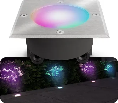 Produktbild von SSC-LUXon Bodeneinbauleuchte LED VIROK befahrbar inkl. Glas klar & milchig – Smart LED WLAN RGB – Steuerbar mit Alexa,Siri & Google