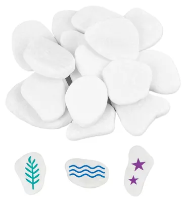 15 flache Kieselsteine zum Bemalen, 5-8 cm, glatt, weiß, Natursteine