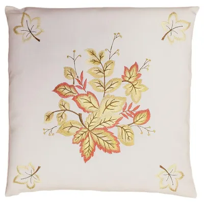 Produktbild von Kissen-Bezug Blätter bunt Herbstlaub Stick 40x40 cm beige