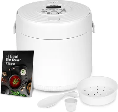 Produktbild von Noaton RC120W, Multifunktionaler Reiskocher, 2 L, 6 Programme, Warmhaltefunktion, Timer, Dampfgarer-Einsatz, Für bis zu 8 Personen, 400 W, Weiß