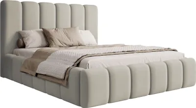 Produktbild von Selsey Biscottino - Polsterbett 160x200 mit Bettkasten, Lattenrost, Samtbezug, greige