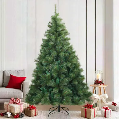 Image de Maison Exclusive - Sapin de Noël artificiel pliable vert 210 cm PVC, acier