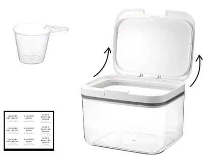 Aufbewahrungsbox für Waschpulver, 2,8 l, transparent/weiß