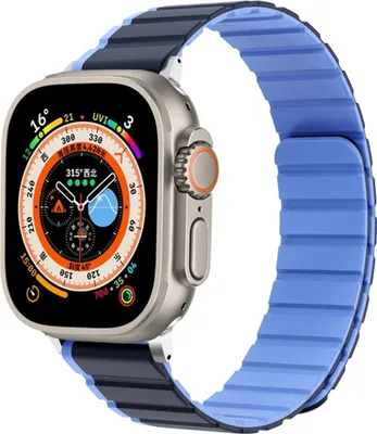 Obrázek produktu pro Pro Apple Watch Ultra 2 / 1 49mm Dvoubarevný magnetický silikonový řemínek Blue