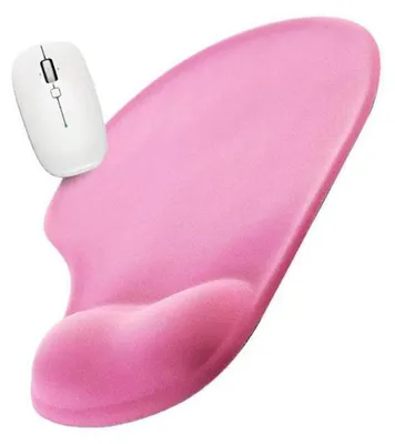 Zdjęcie produktu dla Podkładka pod mysz z podkładką na nadgarstek, ergonomiczna, w kolorach: szary/czarny/różowy/niebieski, wymiary: 230x190x4 mm