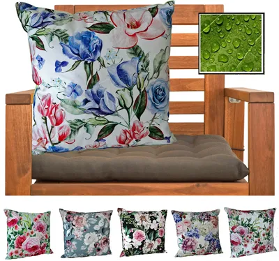 Produktbild von heimtexland ® Outdoor Dekokissen Gefüllt LOTUS EFFEKT Wasserabweisend 45x45 Blumen Deko Gartenkissen Outdoorkissen Typ675 04 Grün