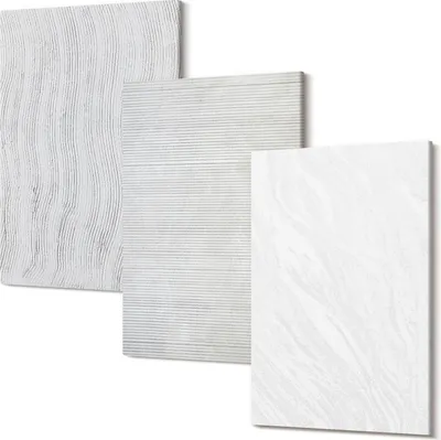 Produktbild von Leinwandbild – Wandbild – Leinwandbilder – Kunstdruck – Polycanvas – Modern – Mehrteilig – 3-Teilig Set – Hochwertig – Geruchslos – Lichtecht – Fertig Aufgespannt – 40x60 Cm Je Teil - Bunte Muster aus Saitenstrukturen im Sand