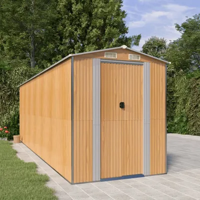 Zdjęcie produktu dla VidaXL Szopa ogrodowa 192x606x223 cm stal ocynkowana jasnobrązowa
