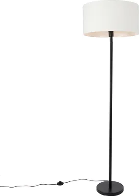 Produktbild von Stehleuchte Schwarz mit Schirm Weiß 50 cm Simplo